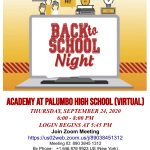 Back To School Night THURSDAY, SEPTEMBER 24, 2020