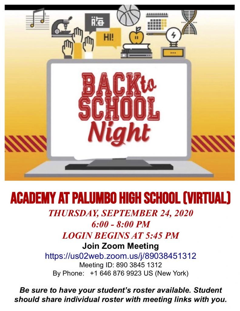 Back To School Night THURSDAY, SEPTEMBER 24, 2020